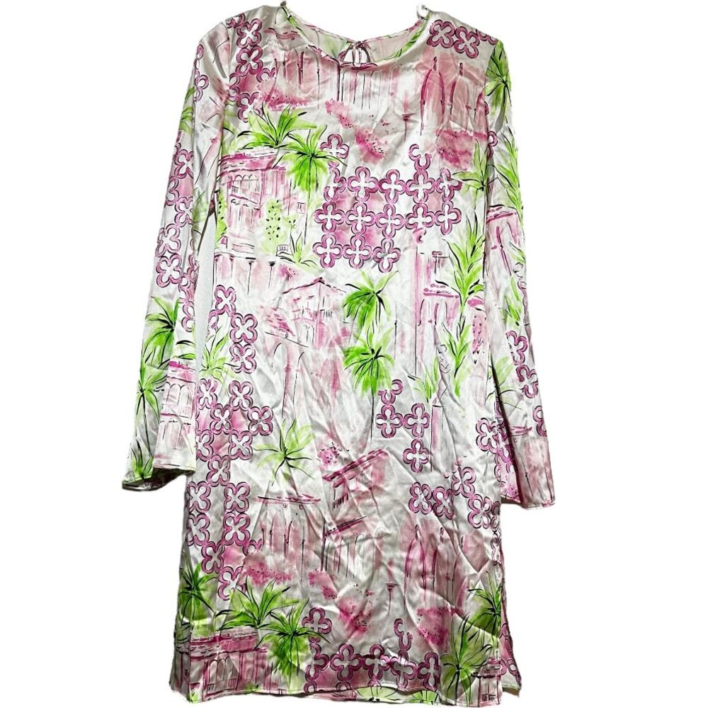 VTG Lilly Pulitzer Dress y2k 90's Keyhole Back Mizner Pink Belle Villa 2
